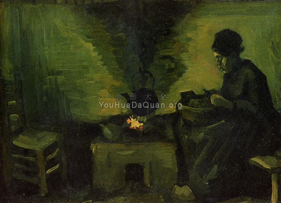 火炉旁的农妇 - 文森特·威廉·梵高